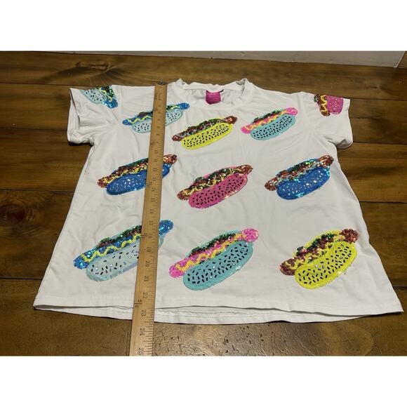 QUEEN OF SPARKLES White Hot Dog Print Blouse - Picture 6 of 11
